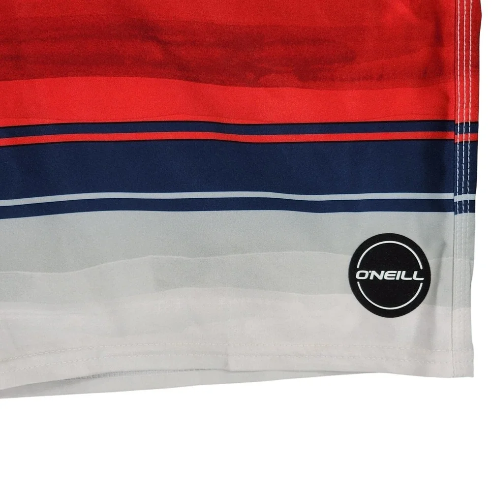 ONeill Board Shorts 30 Mens Hyperfreak Stripe Red White Blue 10